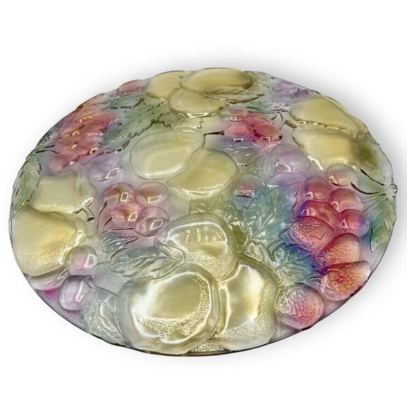 Indiana Glass Rainbow Garden Fruit Textured Glass Round Serving Platter - Picture 8 of 13